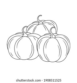 Pumpkin vector sign, linear style pictogram  vector illustration, isolated on white