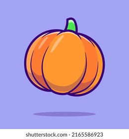 Pumpkin Vegetable Cartoon Vector Icon Illustration. Food Nature Icon Concept Isolated Premium Vector. Flat Cartoon Style