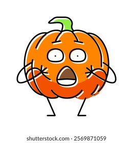 pumpkin vegetable character color icon vector. pumpkin vegetable character sign. isolated symbol illustration