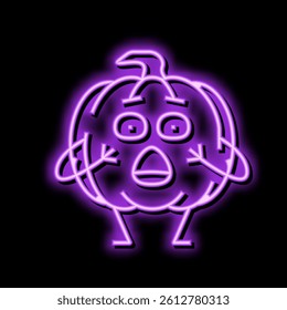 pumpkin vegetable character neon light sign vector. pumpkin vegetable character illustration