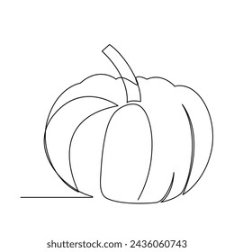 Pumpkin vegetable continuous one line vector art drawing and illustration