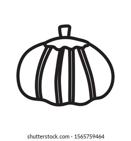 pumpkin vegetable harvest on white background vector illustration thick line