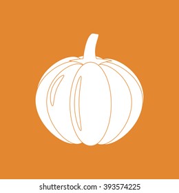Pumpkin Vegetable Icon on a orange background. Vector illustration