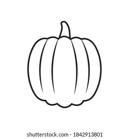 pumpkin vegetable icon over white background, line style, vector illustration