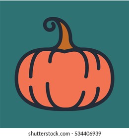 Pumpkin Vegetable Minimal Flat Line Color Outline Stroke Icon Pictogram Symbol