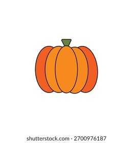 Logotipo lineal del icono de la planta vegetal de la calabaza con color, contorno. Vector