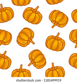 pumpkin vegetable seamless pattern vector illustration