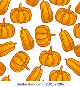 pumpkin vegetable seamless pattern vector illustration