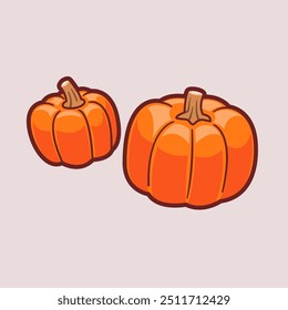 Icono de Vector de dibujos animados de verduras de calabaza. Concepto de icono de objeto de comida Vector de Premium aislado. Estilo plano de la historieta