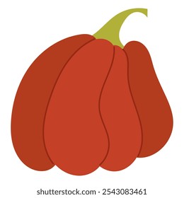 Abóbora. Alimentos de legumes. Outono, outono, Ação de Graças e Decoração de Halloween. Desenho de mão ilustração cartoon vetor isolado no fundo branco.