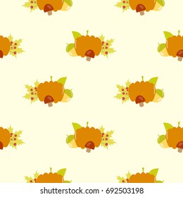 Pumpkin vintage seamless vector pattern
