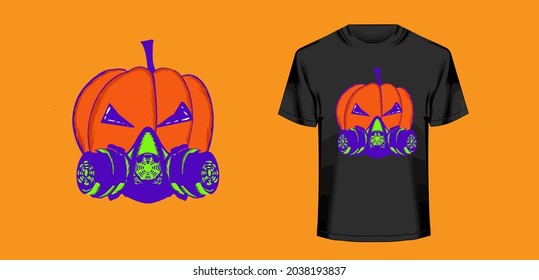 Pumpkin Wearing gas mask illustration