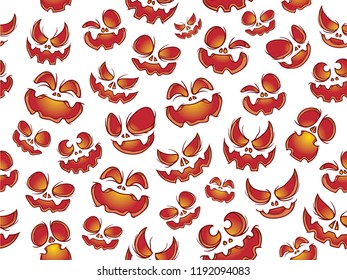 Pumpkin white background Halloween seamless pattern Doodle Vector illustration