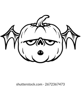 Calabaza con alas estilo de dibujo a mano