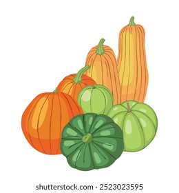 Pumpkin and Winter melon (Wax gourd) isolated on white background.