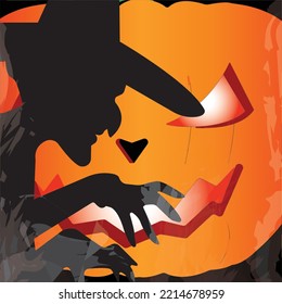 Fiesta de halloween de fondo de la bruja calabaza