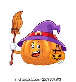 Pumpkin Witch Halloween Cartoon Character.