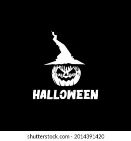 pumpkin witch halloween logo vector illustration