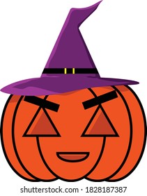 Pumpkin Witch Halloween Vector Ilustration