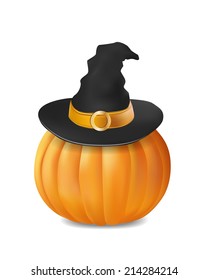Pumpkin in witch hat halloween icon,vector eps10 illustration