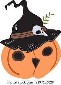 Pumpkin in a witch's hat. Happy Halloween