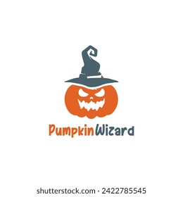 Pumpkin Wizard Logo Vector Vintages
