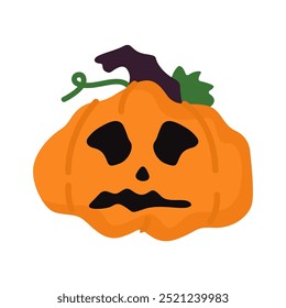 Abóbora com expressão preocupada para Jack o Lantern