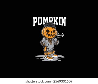 pumpkin yeah character drink beer illustration