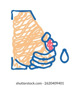 pumpking milk with hand doodle icon sketch vector. pumpking milk with hand sign. isolated symbol illustration