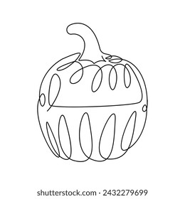 Pumpking single continuous one line out line vector art  drawing  and tattoo design
