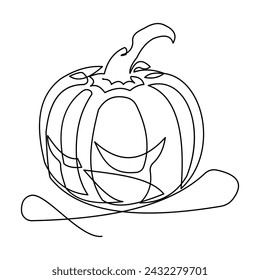 Pumpking single continuous one line out line vector art  drawing  and tattoo design
