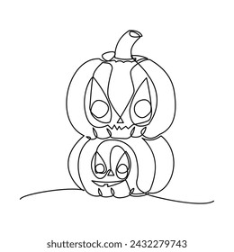 Pumpking single continuous one line out line vector art  drawing  and tattoo design
