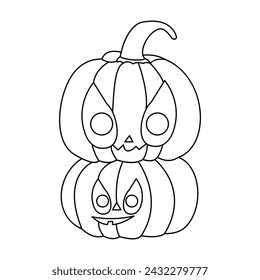 Pumpking single continuous one line out line vector art  drawing  and tattoo design
