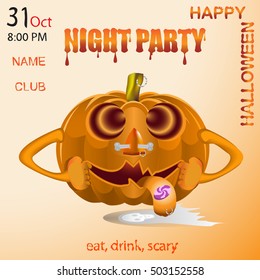 Pumpkin.Halloween. Vector banner design template. Halloween Party.Halloween Party Poster. Halloween poster. Halloween card. Halloween background. Halloween party invitation and greeting card. 