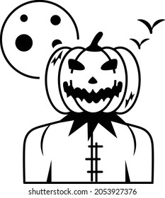 Pumpkinhead Person with birds Concept, Pompions Vector Icon Design, Halloween costume Symbol, Holiday Celebrations Face Mask Sign, Scary Monster characters Stock illustration