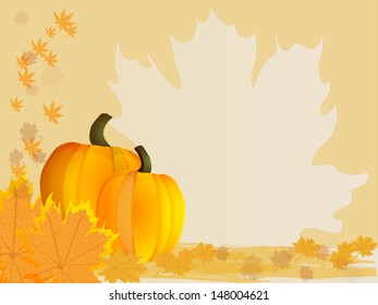 Pumpkins among fall leaves