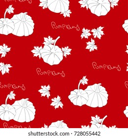Pumpkins autumn background pattern with lettering. Holiday creative vector illustration for posters, covers, invitations, greeting cards. napkins, textile.