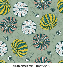 Pumpkins Autumn Fall Vector Seamless Pattern