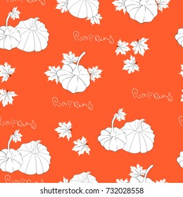 Pumpkins autumn pattern with lettering. Holiday creative vector illustration for posters, covers, invitations, greeting cards. napkins, textile.