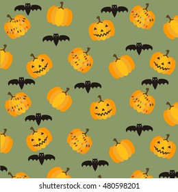 Pumpkins and bats pattern, for halloween day
