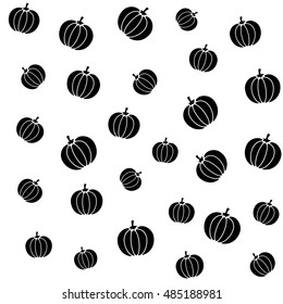 Pumpkins black on white background seamless pattern
