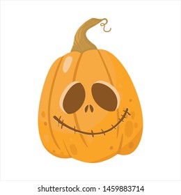 Pumpkins cartoon. Autumn. Seasonal floral maple oak tree orange leaves with gourds for thanksgiving holiday, harvest decoration vector design.