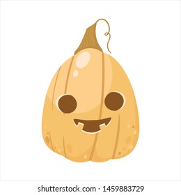 Pumpkins cartoon. Autumn. Seasonal floral maple oak tree orange leaves with gourds for thanksgiving holiday, harvest decoration vector design.