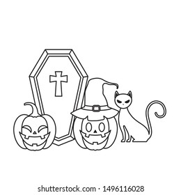 pumpkins with cat and icons halloween