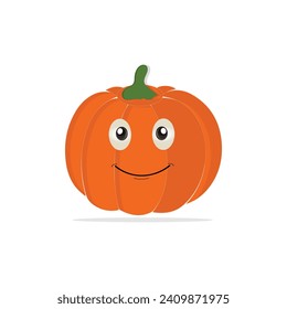 Pumpkins character cartoon, Halloween pumpkin icon vector. Flat design, halloween scary pumpkin with smile, happy face, various expression.