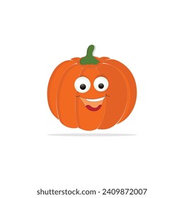 Pumpkins character cartoon, Halloween pumpkin icon vector. Flat design, halloween scary pumpkin with smile, happy face, various expression.