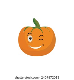 Pumpkins character cartoon, Halloween pumpkin icon vector. Flat design, halloween scary pumpkin with smile, happy face, various expression.