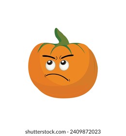 Pumpkins character cartoon, Halloween pumpkin icon vector. Flat design, halloween scary pumpkin with smile, happy face, various expression.