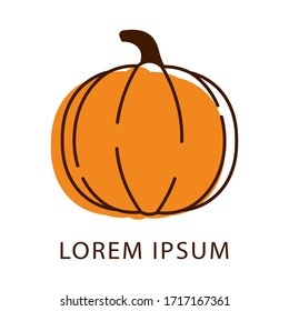 Vector del logotipo de color de las calabazas. Ilustración vectorial de calabaza naranja. Halloween de otoño o calabaza de agradecimiento, icono gráfico vegetal.