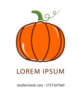 Pumpkins color logo vector. Orange pumpkin vector illustration. Autumn halloween or thanksgiving pumpkin, vegetable graphic icon.